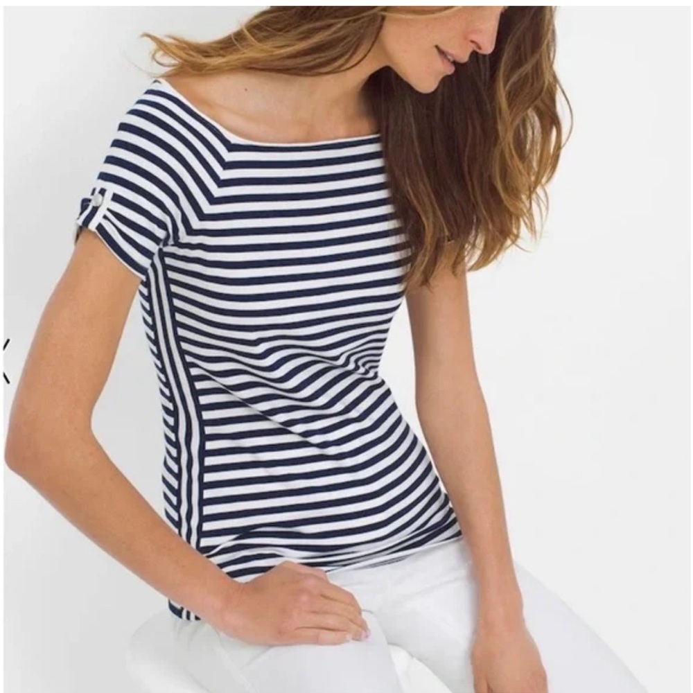 WHBM Navy and white stripe Cabana Top